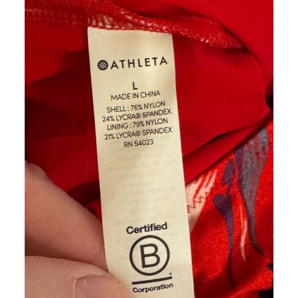 NWT ATHLETA Swimsuit Sz L One Piece Red Leaf Print Floral Paradaiso Ocean Pool - Picture 14 of 14